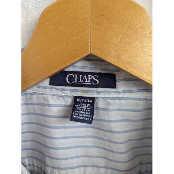 Chaps women's 1X cotton button up shirt stripes with unique cross stitch 019 - Picture 4 of 9